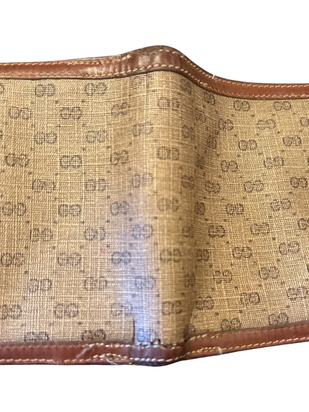 Gucci Brown Vintage Micro GG Bifold Wallet with COA